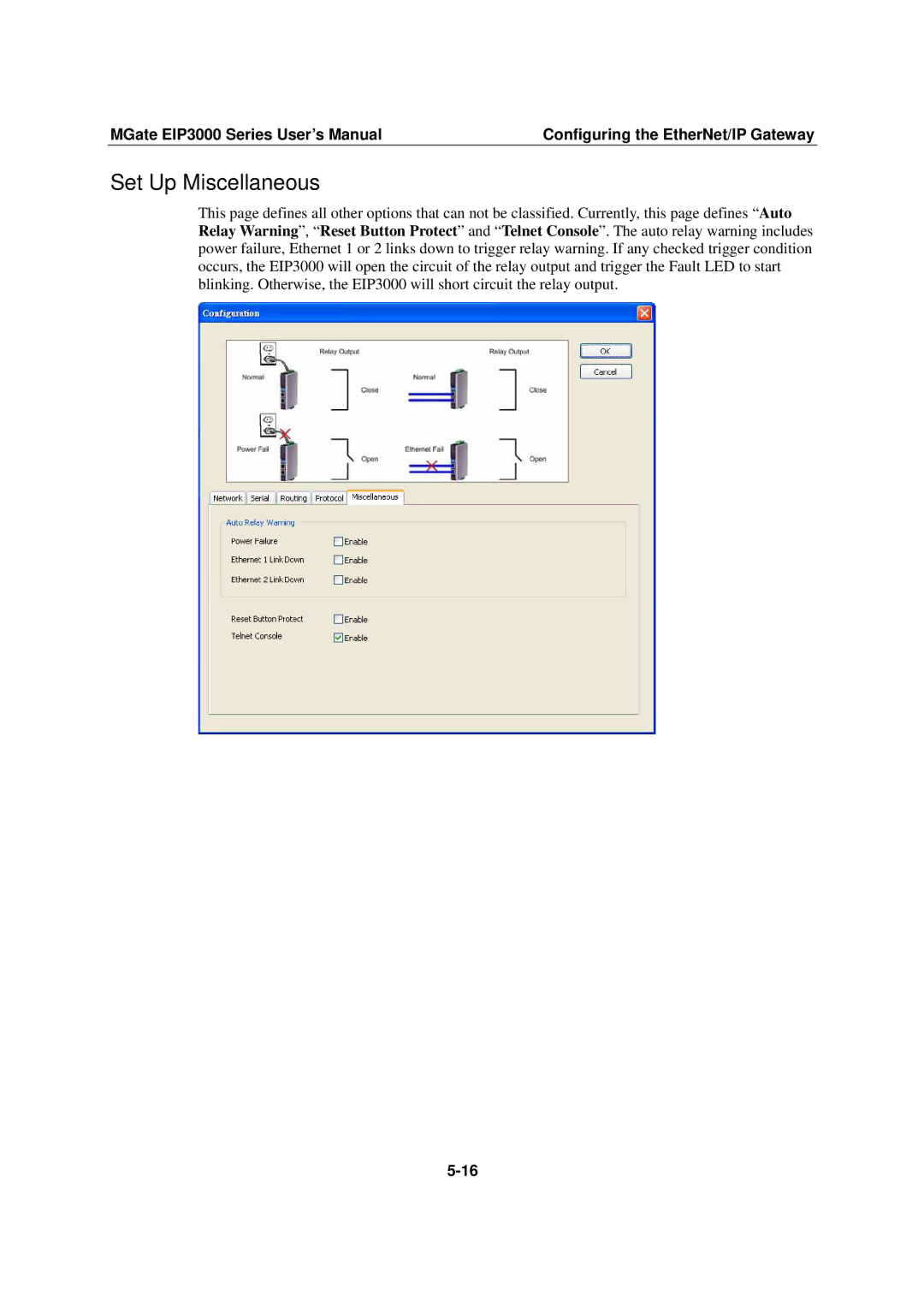 Moxa Technologies EIP3000 DF1 user manual Set Up Miscellaneous 