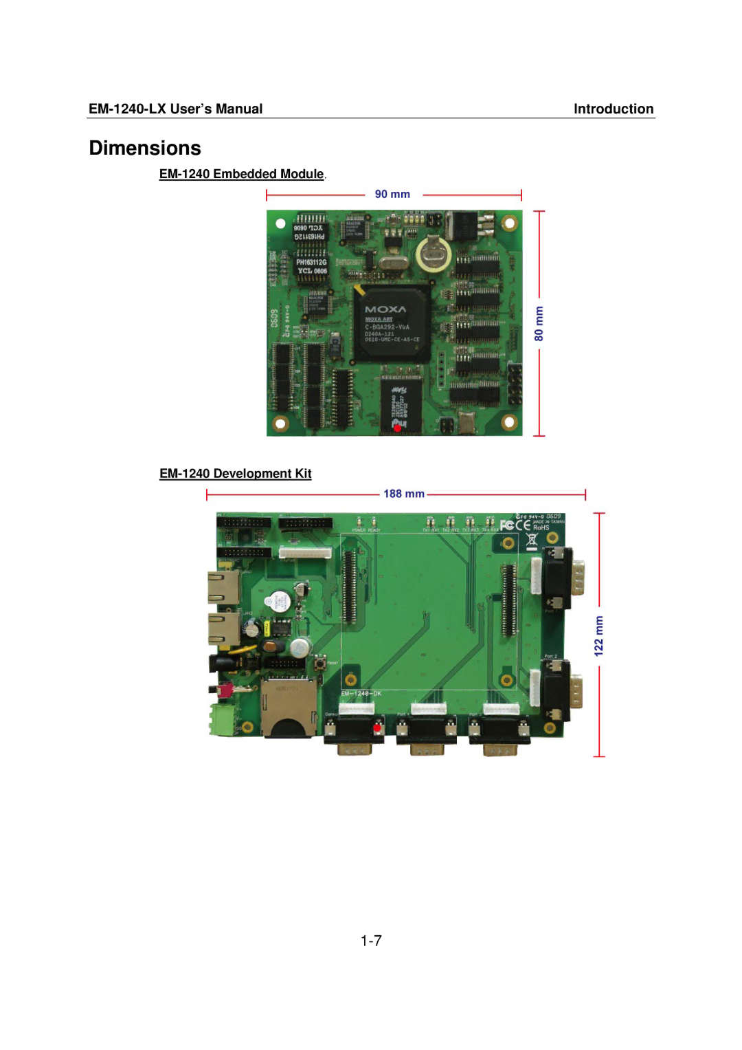 Moxa Technologies EM-1240-LX user manual Dimensions 