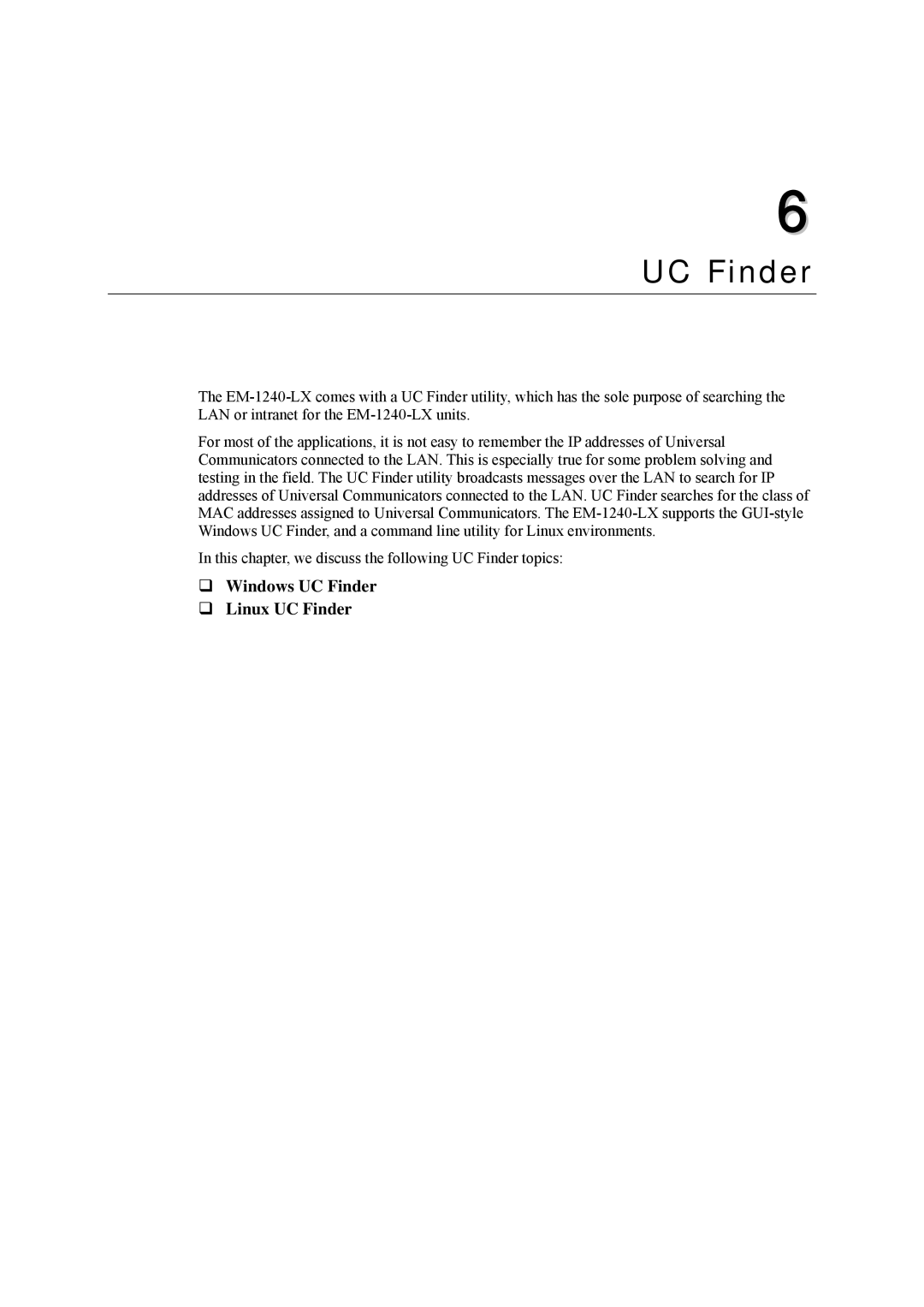 Moxa Technologies EM-1240-LX user manual UC Finder 