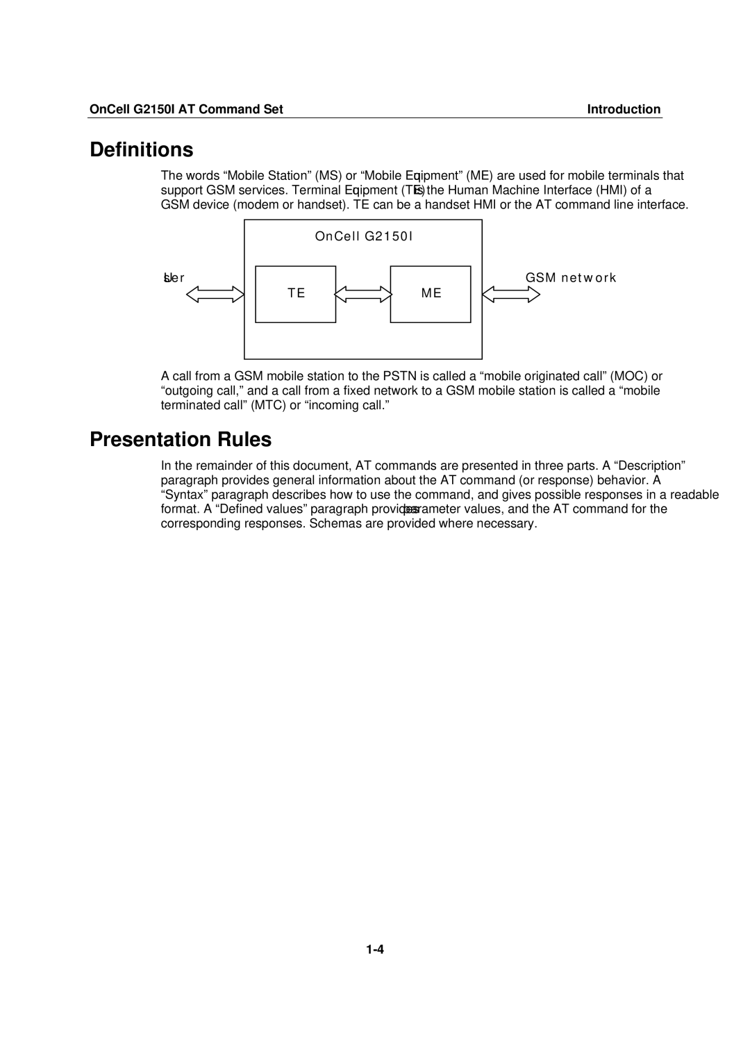 Moxa Technologies G2150I manual Definitions, Presentation Rules 