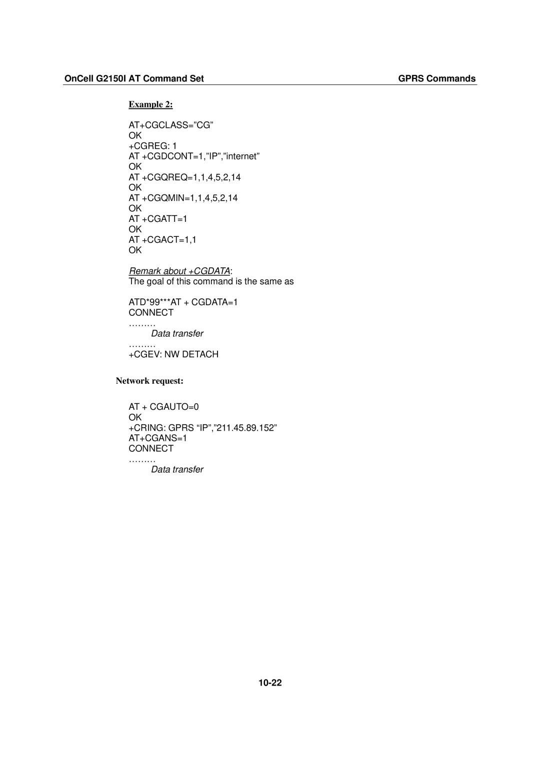 Moxa Technologies G2150I manual Network request, 10-22 