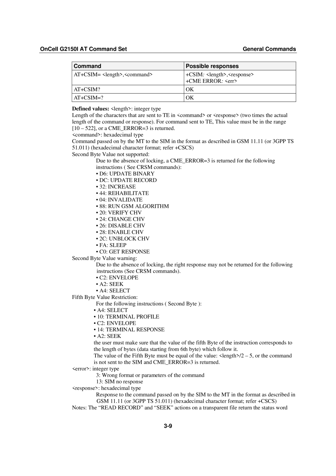 Moxa Technologies G2150I manual At+Csim? At+Csim=?, C2 Envelope, A4 Select 