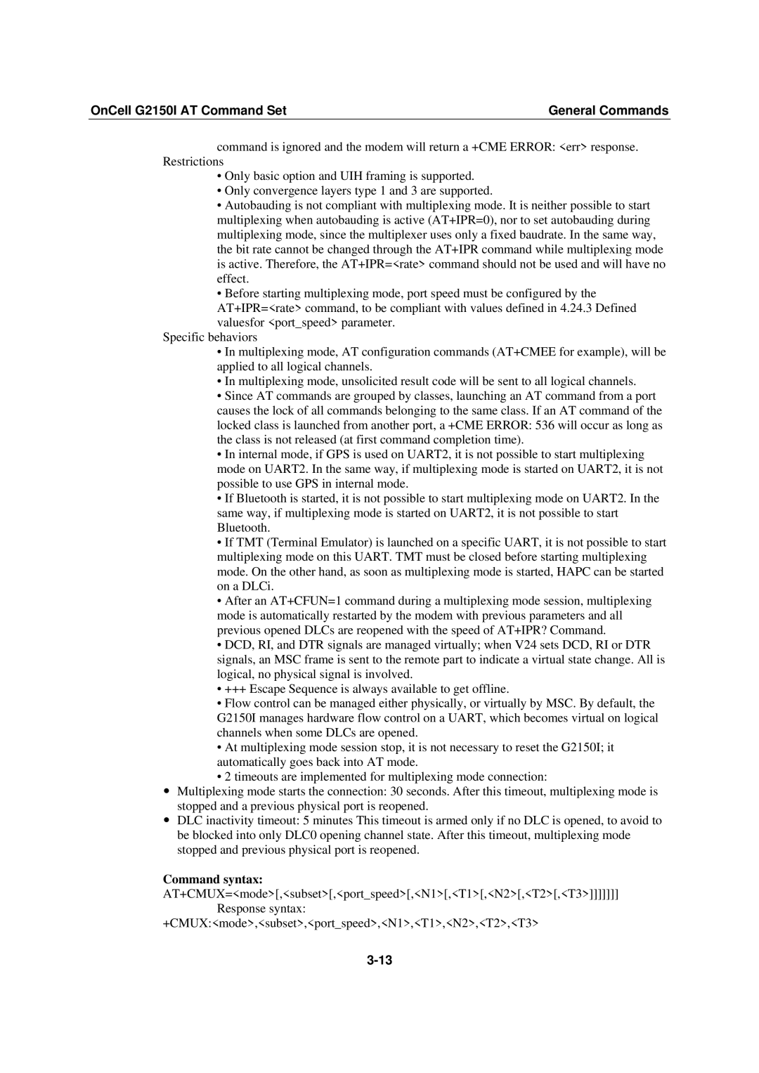 Moxa Technologies manual OnCell G2150I AT Command Set General Commands 