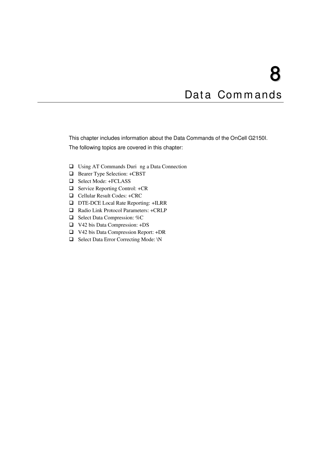 Moxa Technologies G2150I manual Data Commands 