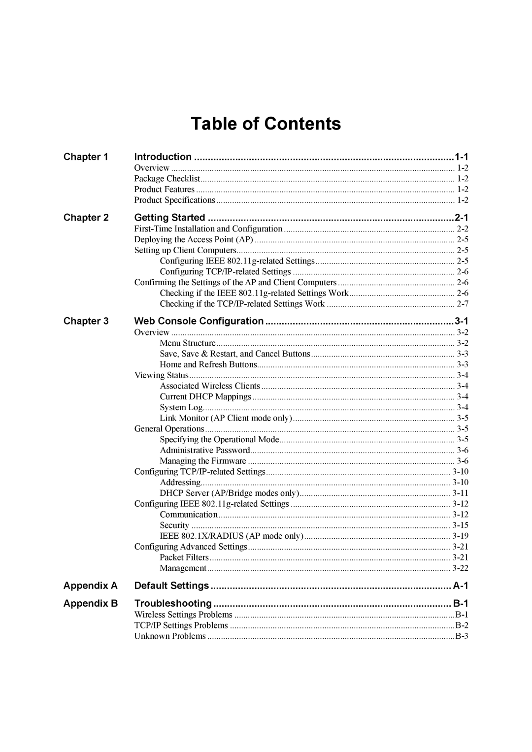 Moxa Technologies AWK-1100, MOXA AirWorks user manual Table of Contents 