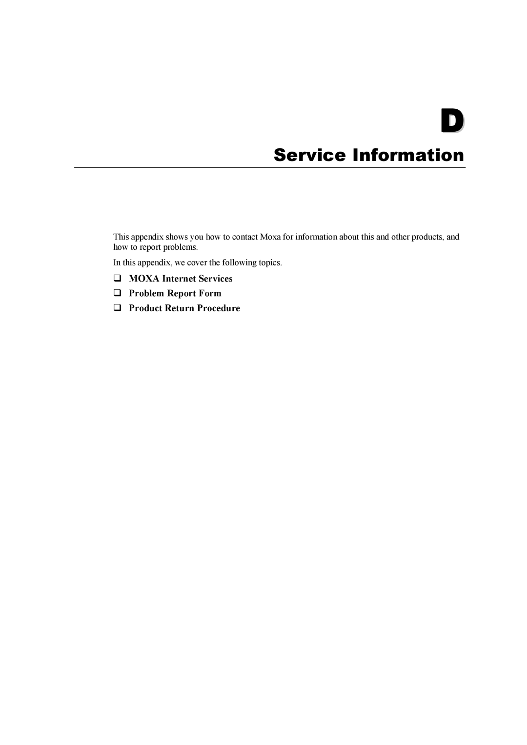 Moxa Technologies AWK-1100, MOXA AirWorks user manual Service Information 