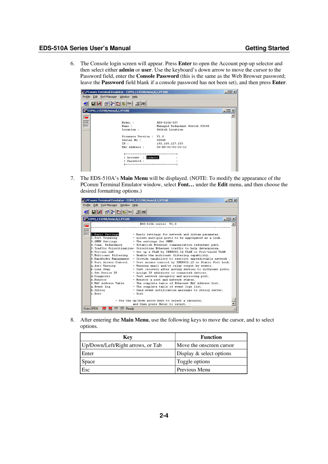 Moxa Technologies EDS-510A, Moxa EtherDevice Switch user manual Key Function 