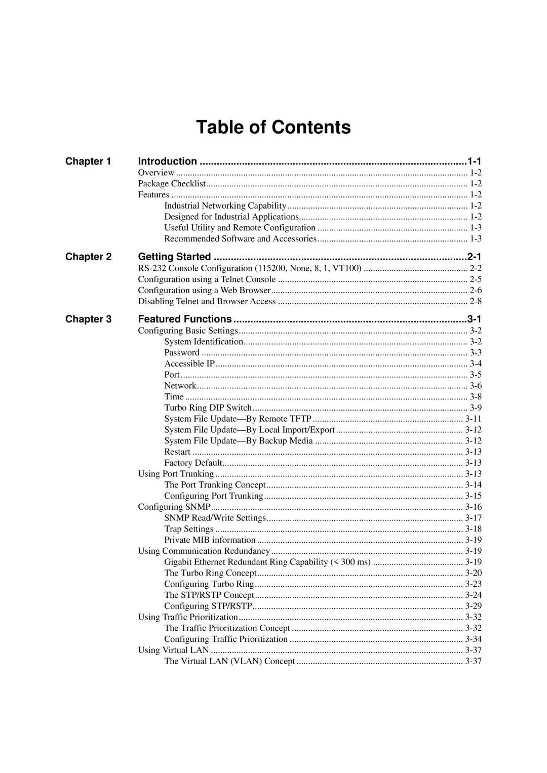 Moxa Technologies EDS-510A, Moxa EtherDevice Switch user manual Table of Contents 