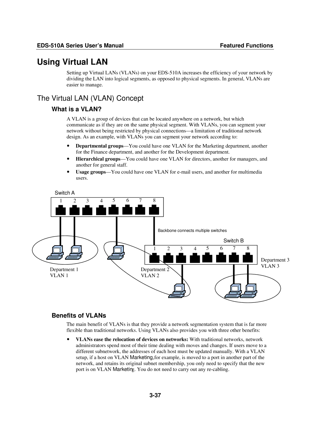 Moxa Technologies Moxa EtherDevice Switch Using Virtual LAN, Virtual LAN Vlan Concept, What is a VLAN?, Benefits of VLANs 