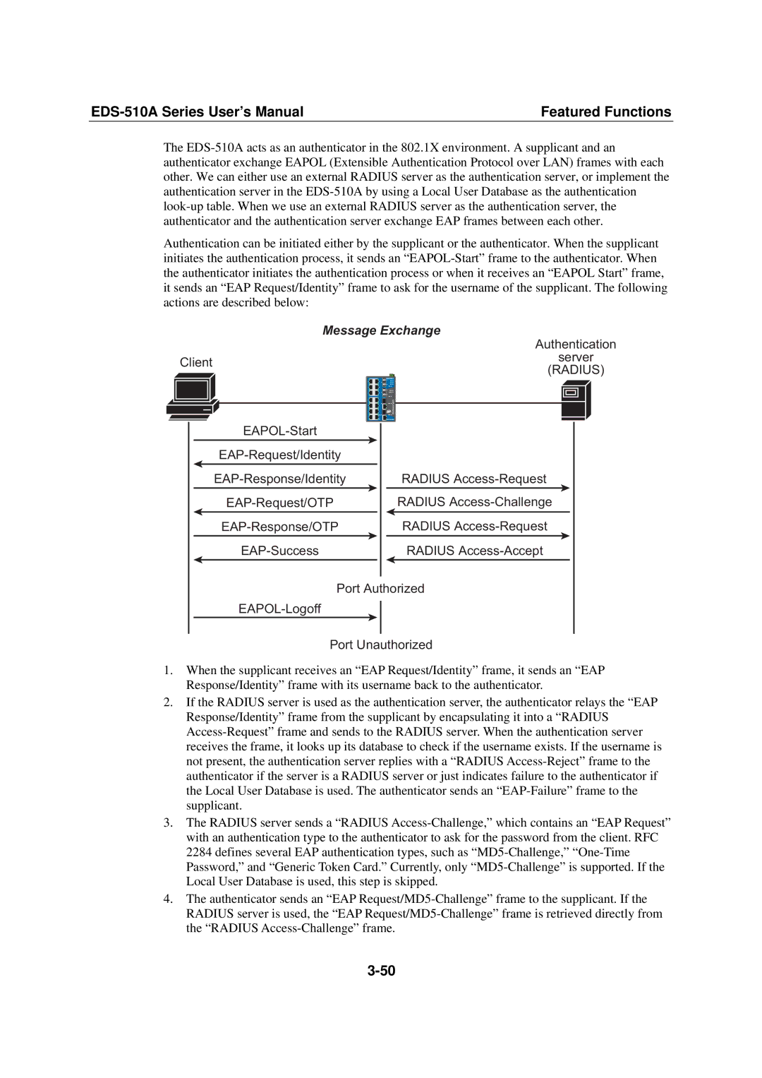 Moxa Technologies EDS-510A, Moxa EtherDevice Switch user manual Message Exchange 