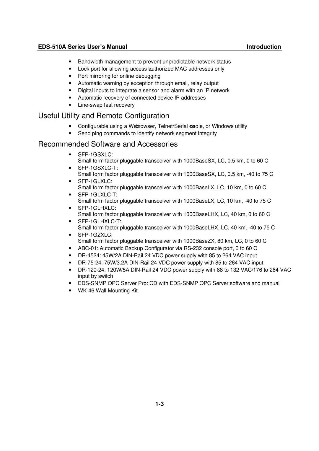 Moxa Technologies EDS-510A user manual Useful Utility and Remote Configuration, Recommended Software and Accessories 