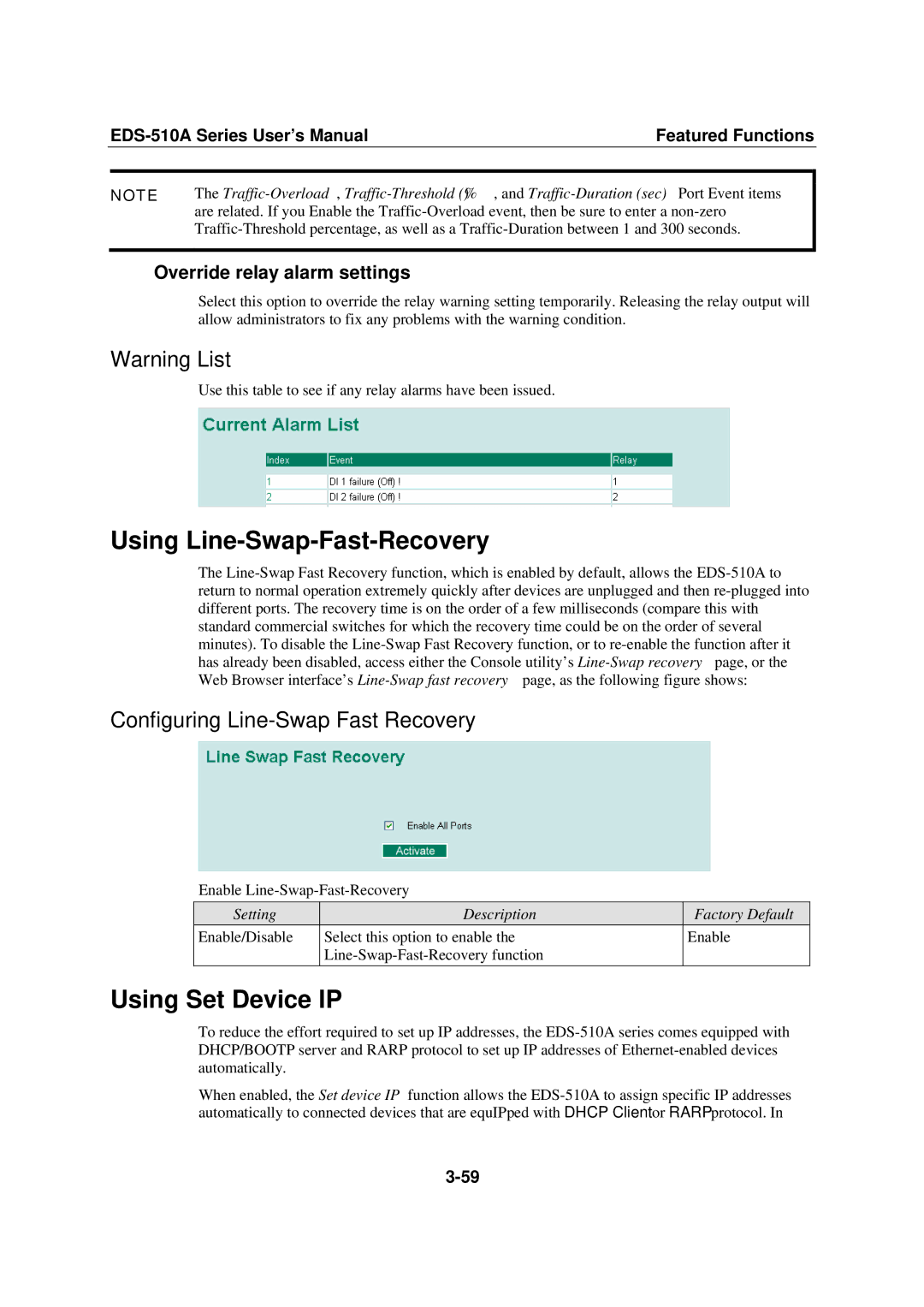 Moxa Technologies Moxa EtherDevice Switch, EDS-510A user manual Using Line-Swap-Fast-Recovery, Using Set Device IP 