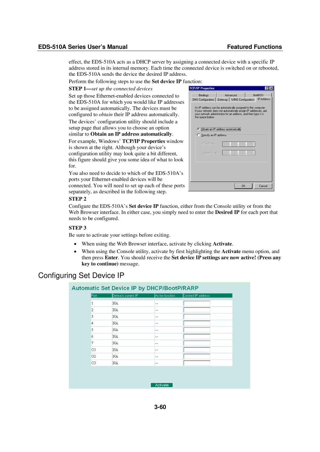 Moxa Technologies EDS-510A, Moxa EtherDevice Switch user manual Configuring Set Device IP, Set up the connected devices 