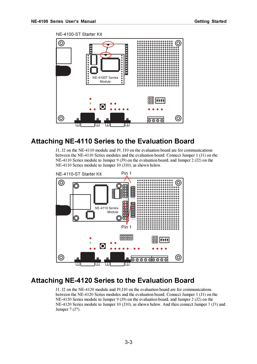 Moxa Technologies NE-4100 user manual Attaching NE-4110 Series to the Evaluation Board 