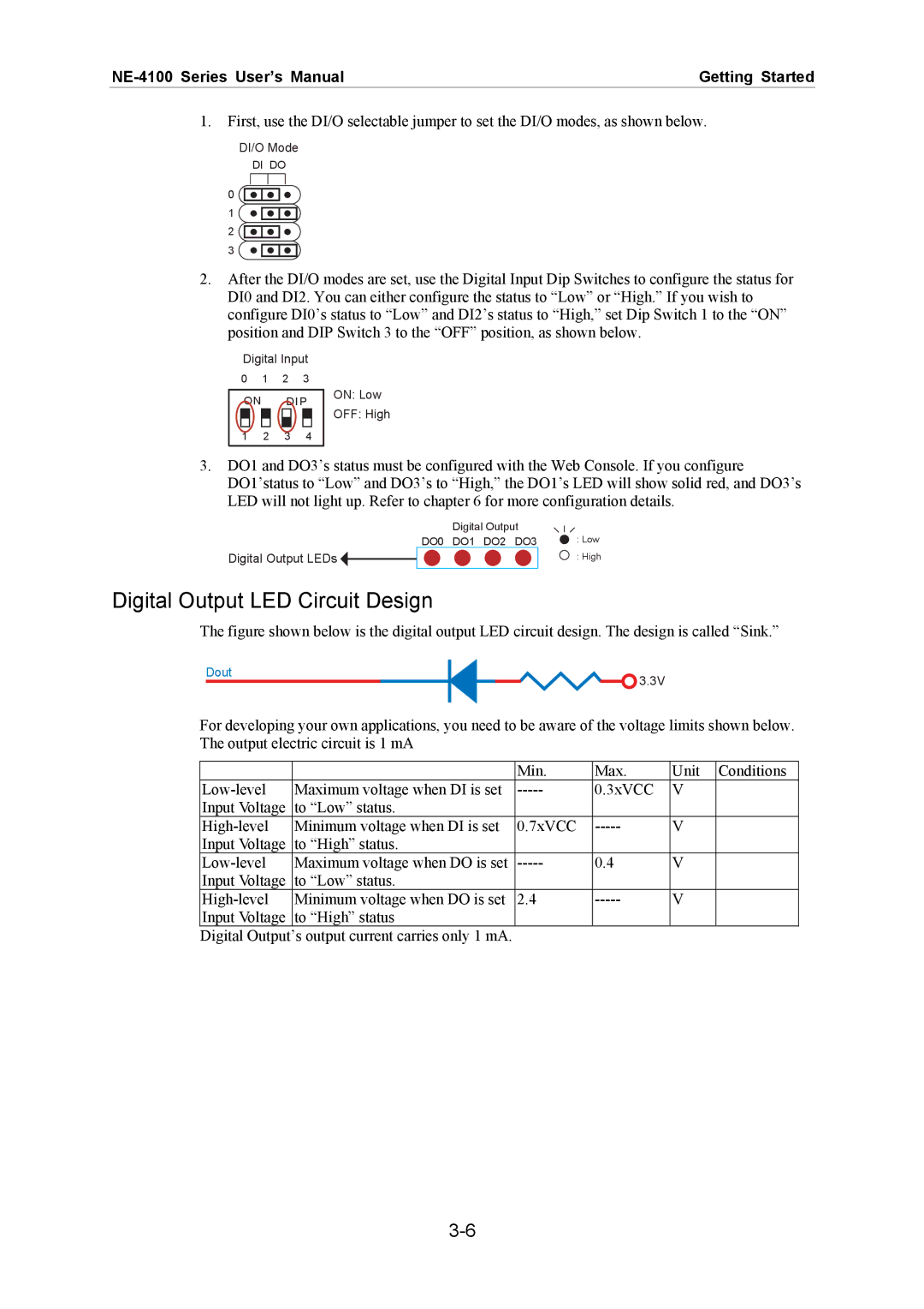 Moxa Technologies NE-4100 user manual Digital Output LED Circuit Design 