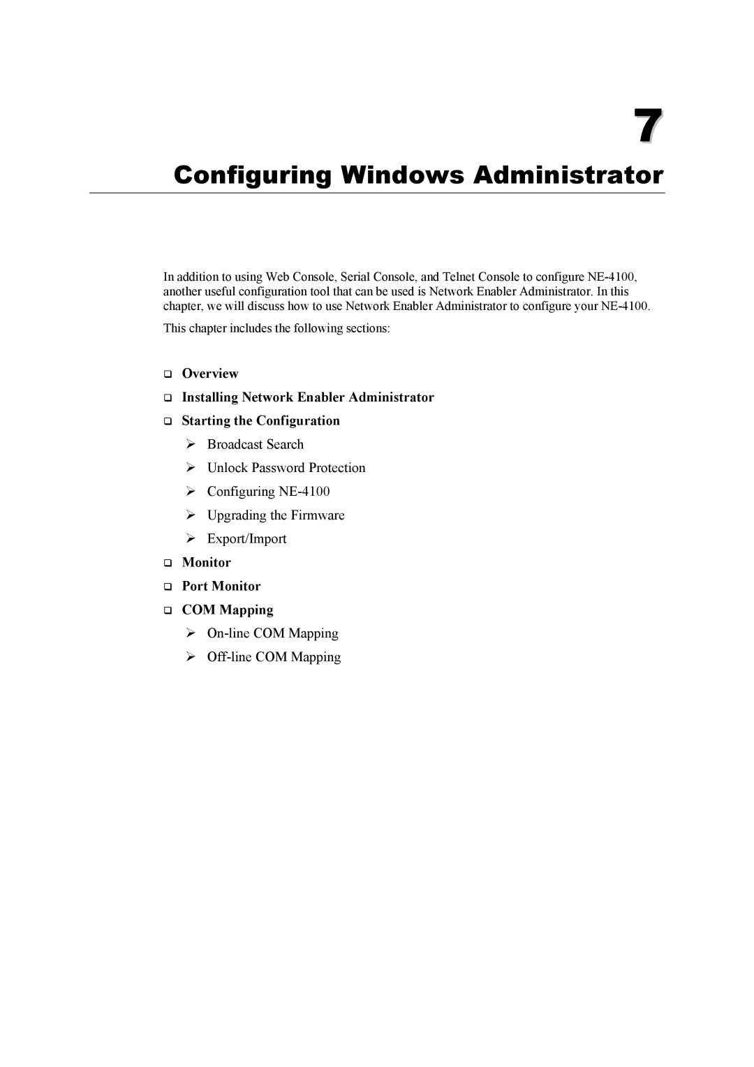 Moxa Technologies NE-4100 user manual Configuring Windows Administrator, Monitor Port Monitor COM Mapping 