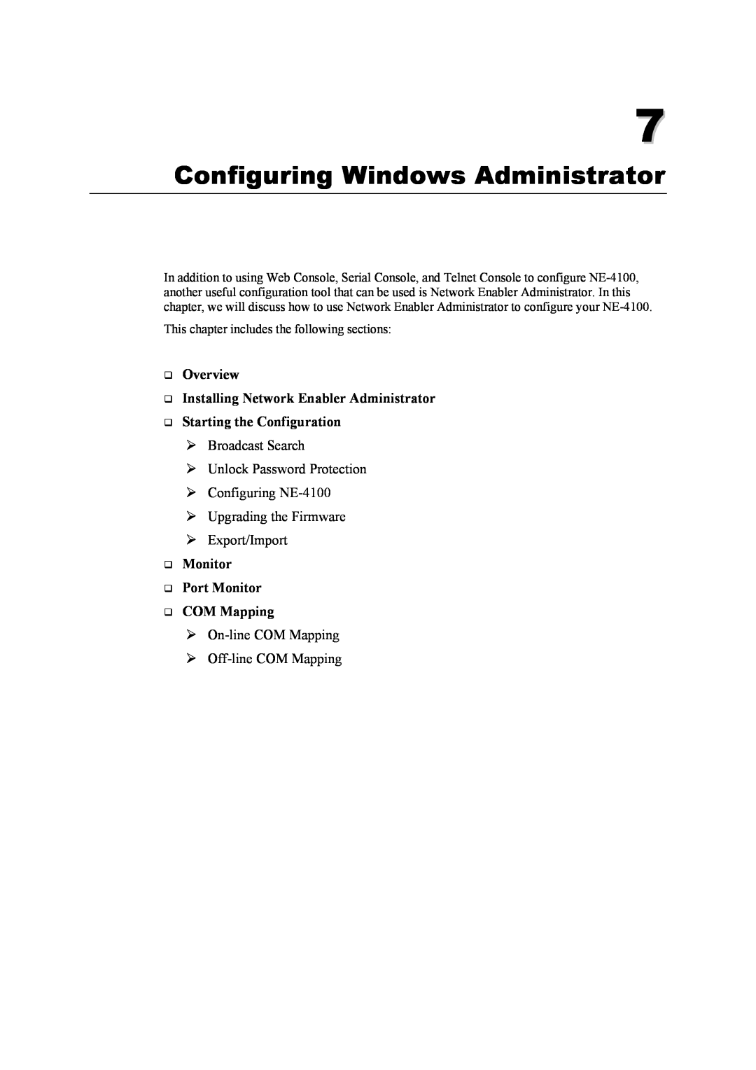 Moxa Technologies NE-4100 user manual Configuring Windows Administrator, Overview Installing Network Enabler Administrator 