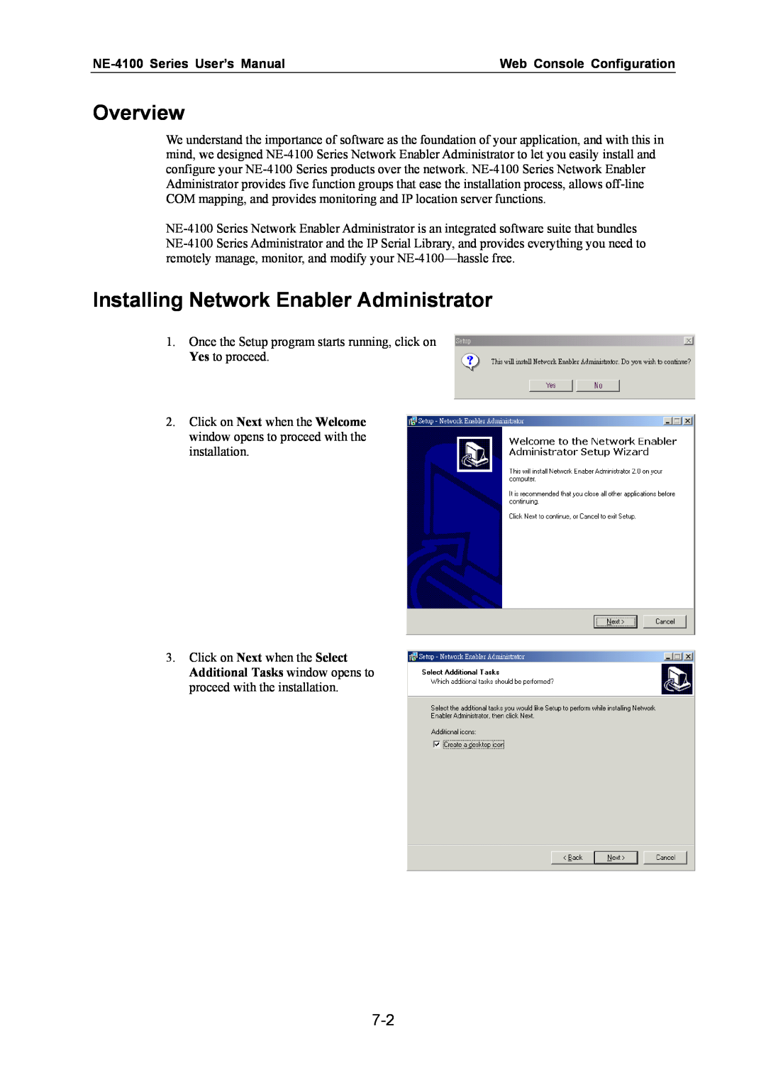 Moxa Technologies user manual Installing Network Enabler Administrator, Overview, NE-4100 Series User’s Manual 