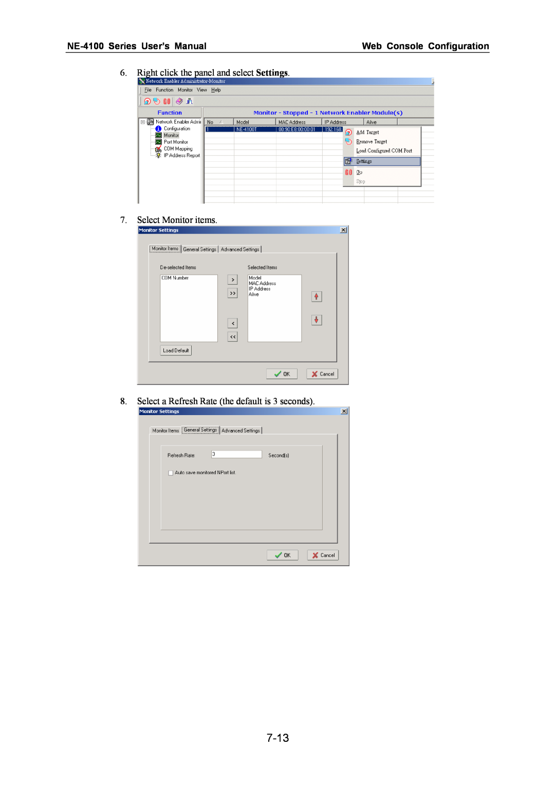 Moxa Technologies user manual 7-13, NE-4100 Series User’s Manual, Web Console Configuration 