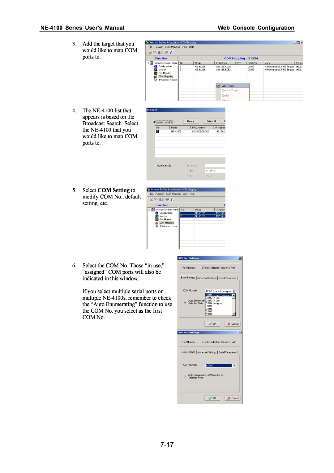Moxa Technologies user manual 7-17, NE-4100 Series User’s Manual, Web Console Configuration 
