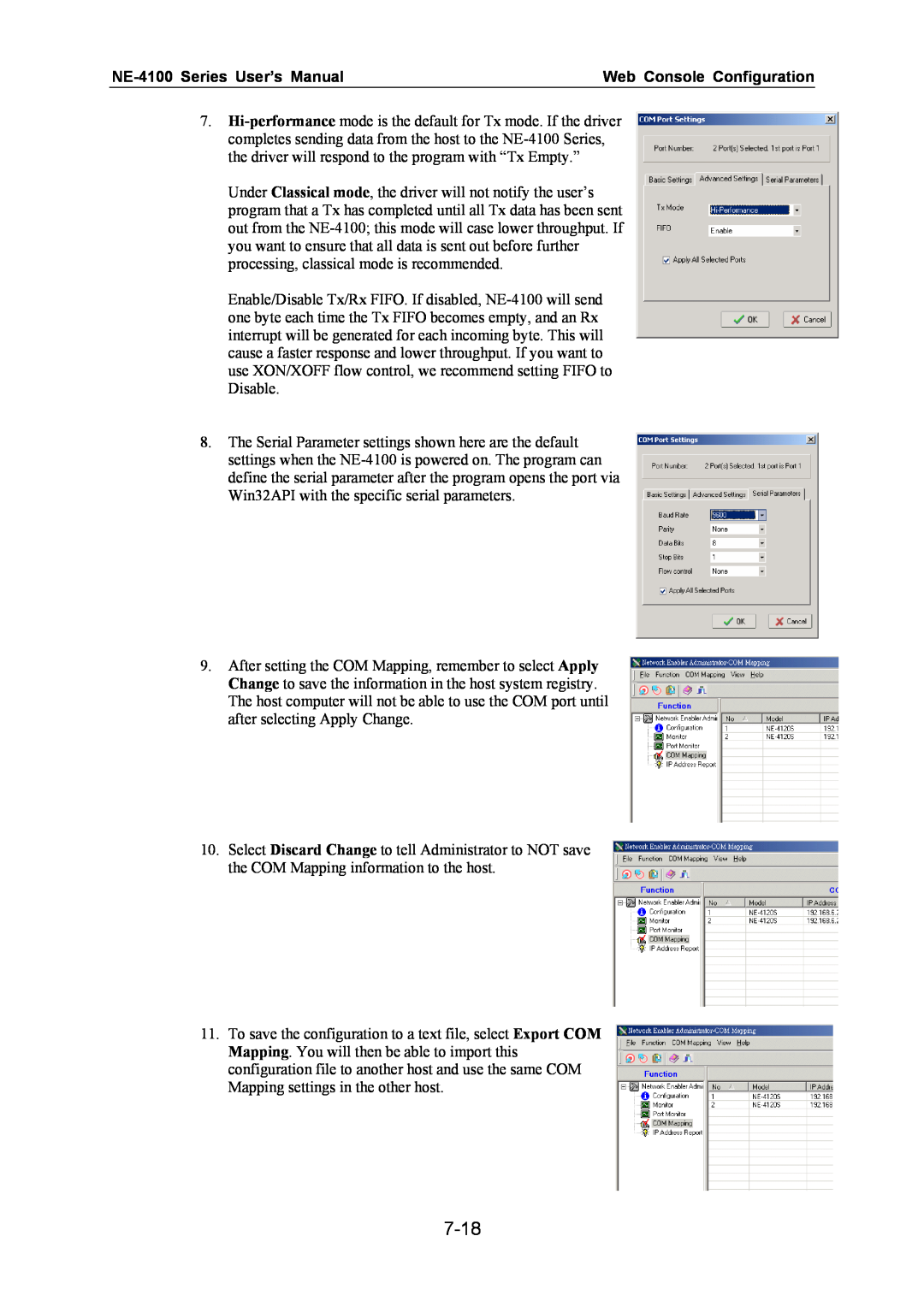 Moxa Technologies user manual 7-18, NE-4100 Series User’s Manual, Web Console Configuration 