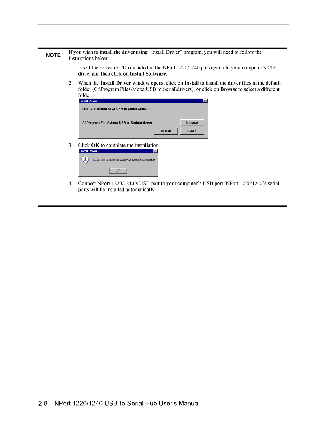 Moxa Technologies NPort 1220, NPort 1240 user manual Instructions below 