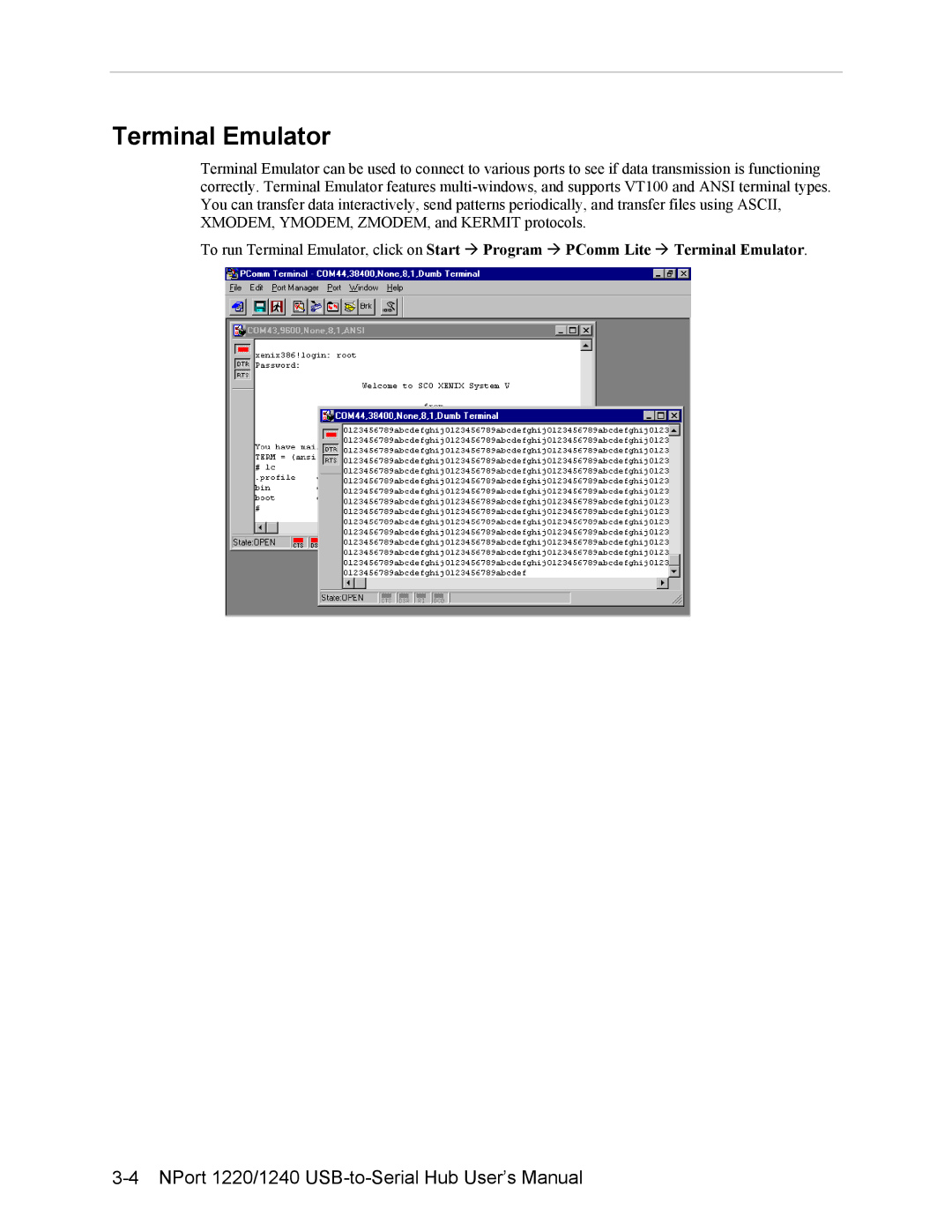 Moxa Technologies NPort 1220, NPort 1240 user manual Terminal Emulator 