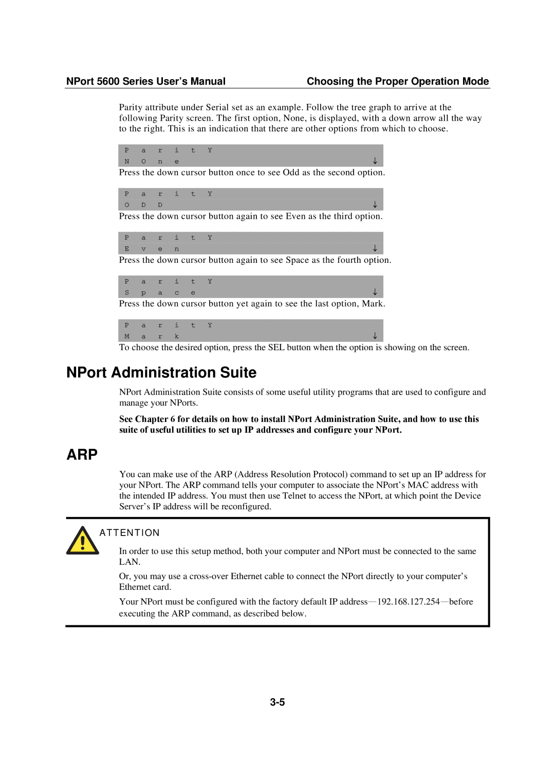 Moxa Technologies NPort 5600 user manual NPort Administration Suite, Arp 