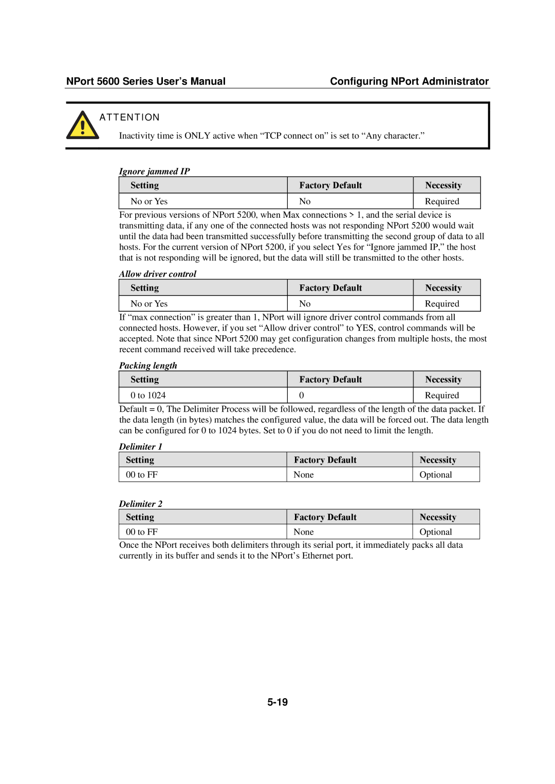 Moxa Technologies NPort 5600 user manual Ignore jammed IP 