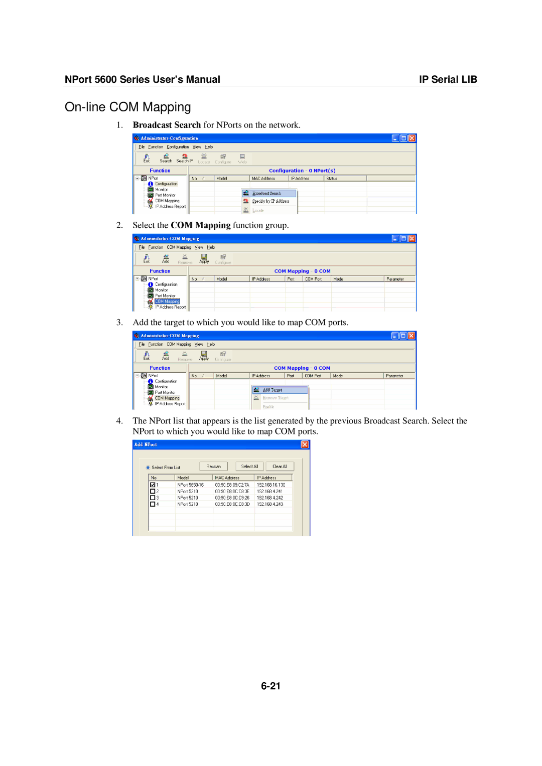 Moxa Technologies NPort 5600 user manual On-line COM Mapping 