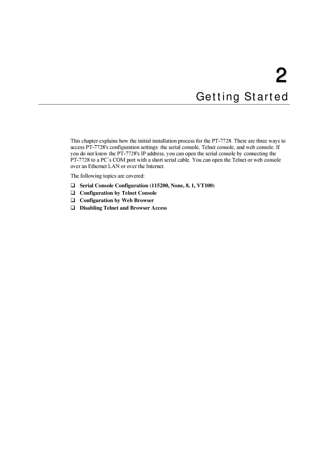 Moxa Technologies PT-7728 user manual Getting Started 