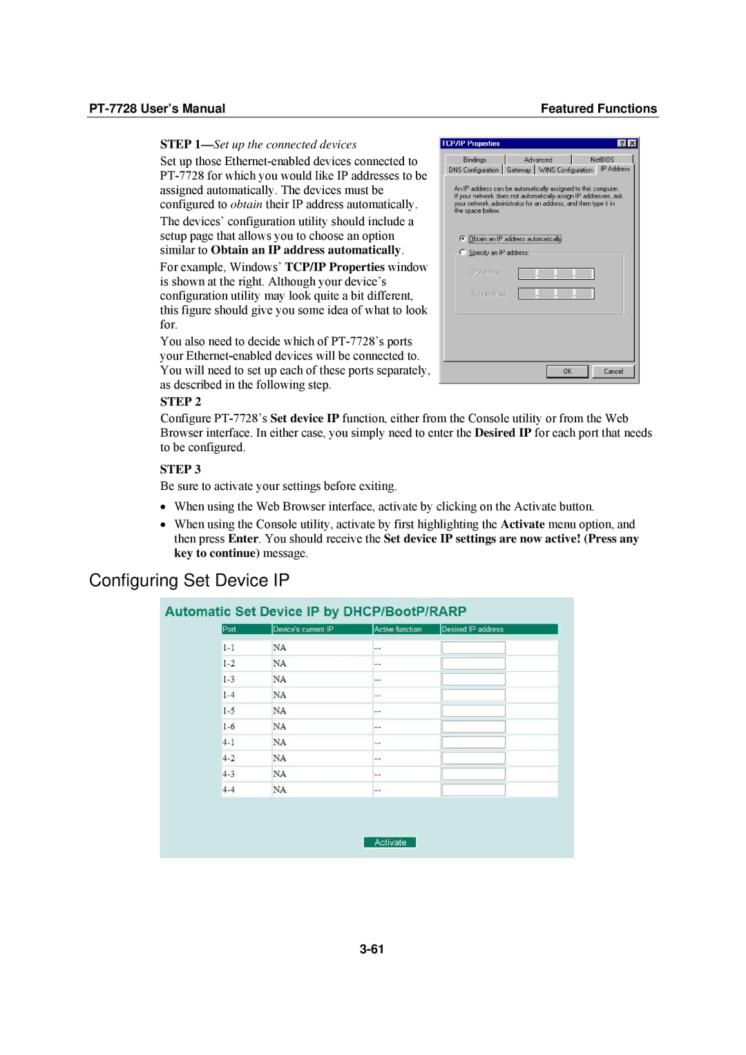 Moxa Technologies PT-7728 user manual Configuring Set Device IP, Set up the connected devices 