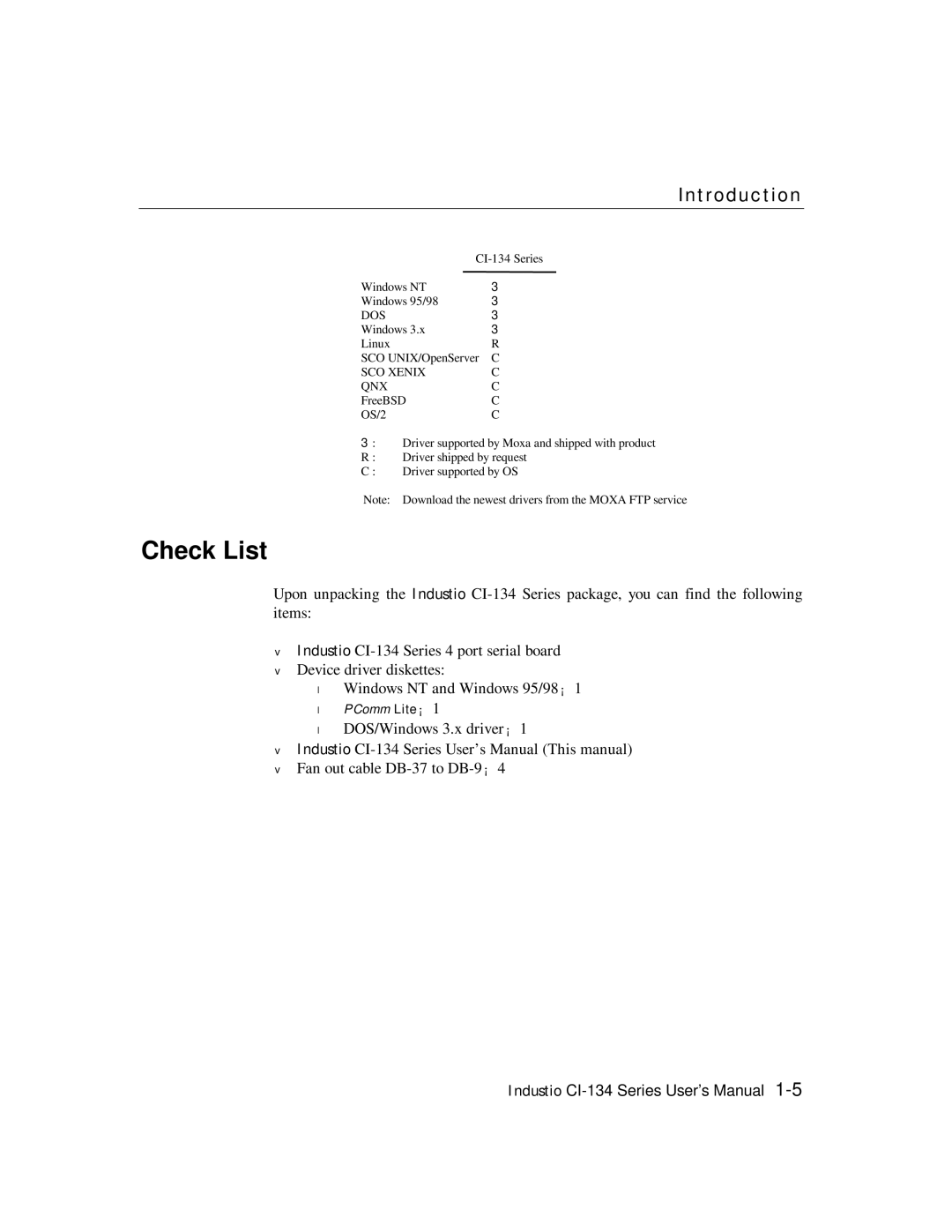 Moxa Technologies RS-422, RS-485 user manual Check List, SCO Xenix QNX 