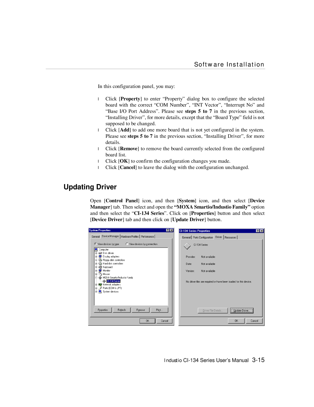 Moxa Technologies RS-422, RS-485 user manual Updating Driver 