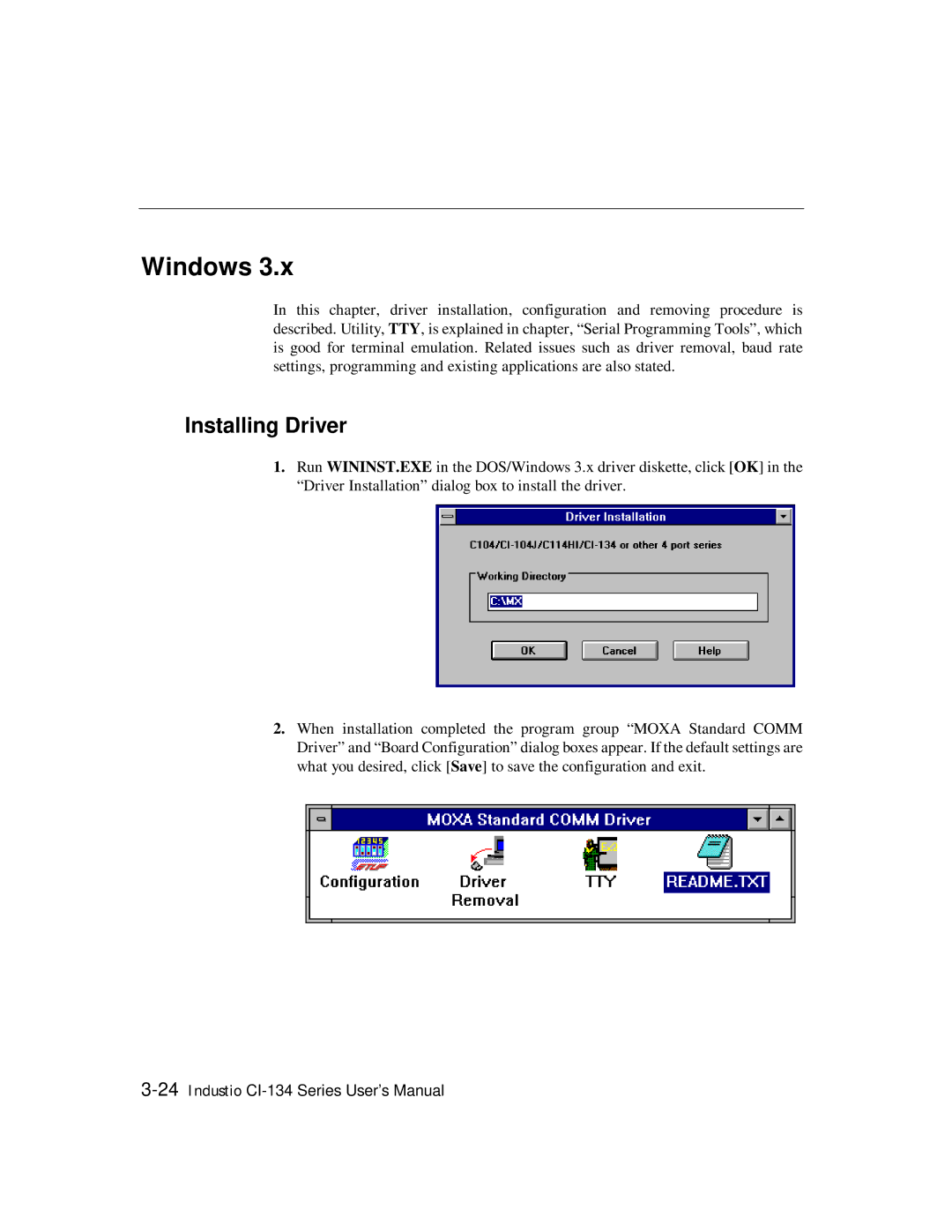 Moxa Technologies RS-485, RS-422 user manual Windows, Installing Driver 