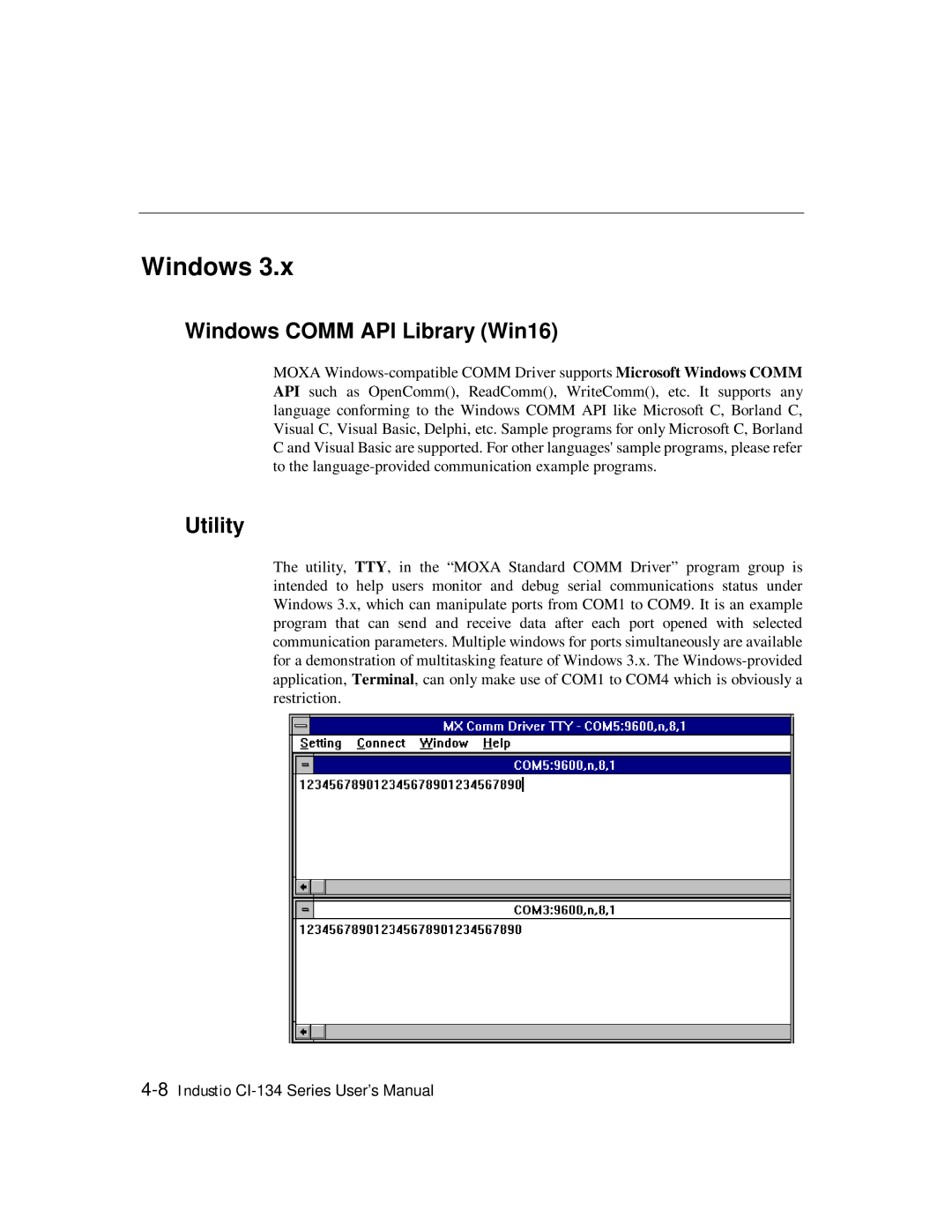 Moxa Technologies RS-485, RS-422 user manual Windows Comm API Library Win16, Utility 