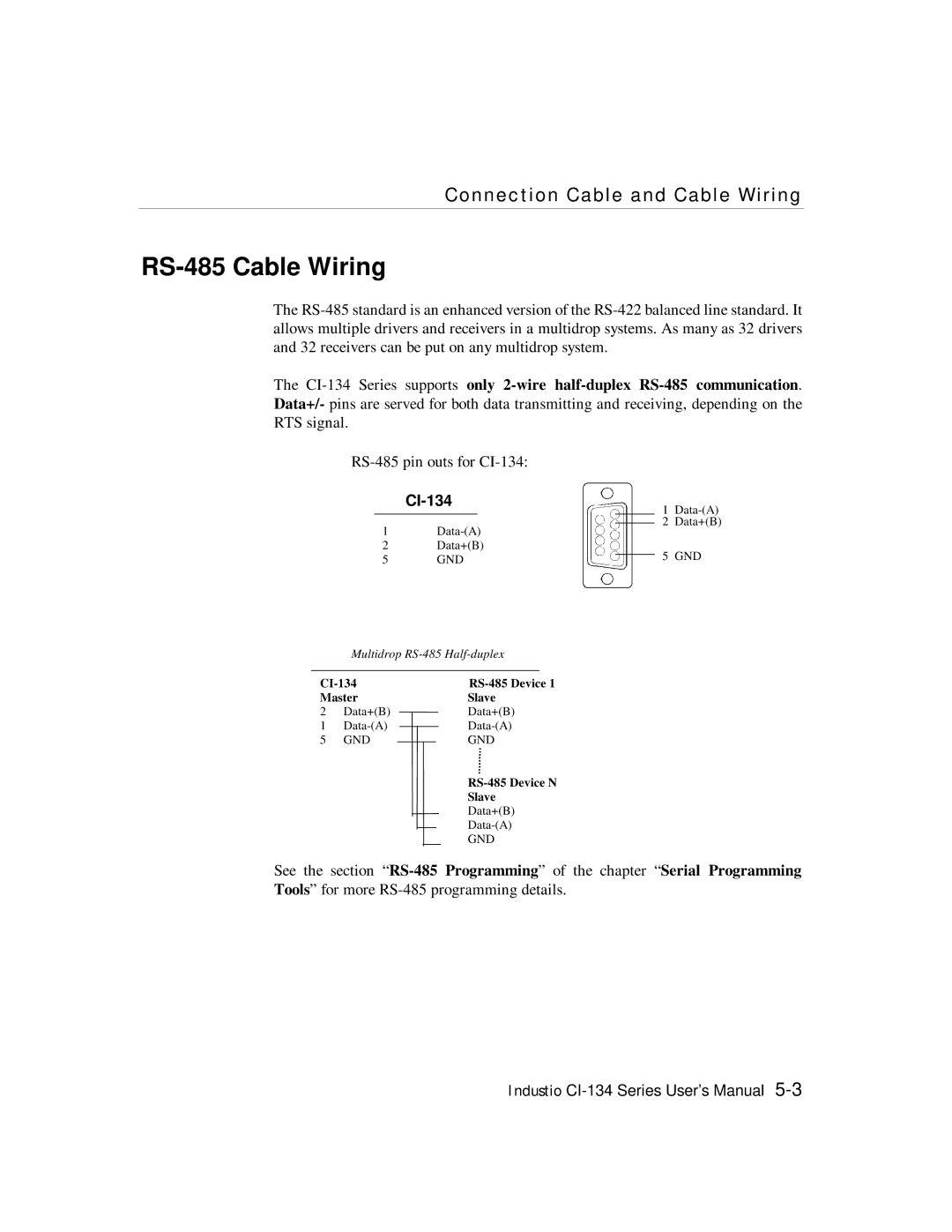 Moxa Technologies RS-422 user manual RS-485 Cable Wiring, Connection Cable and Cable Wiring 