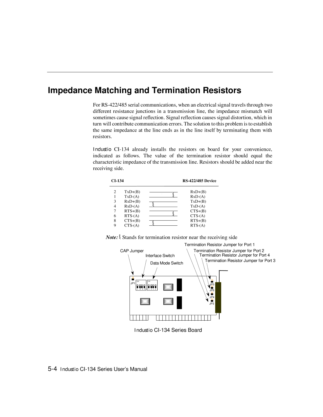 Moxa Technologies RS-485, RS-422 user manual Impedance Matching and Termination Resistors 