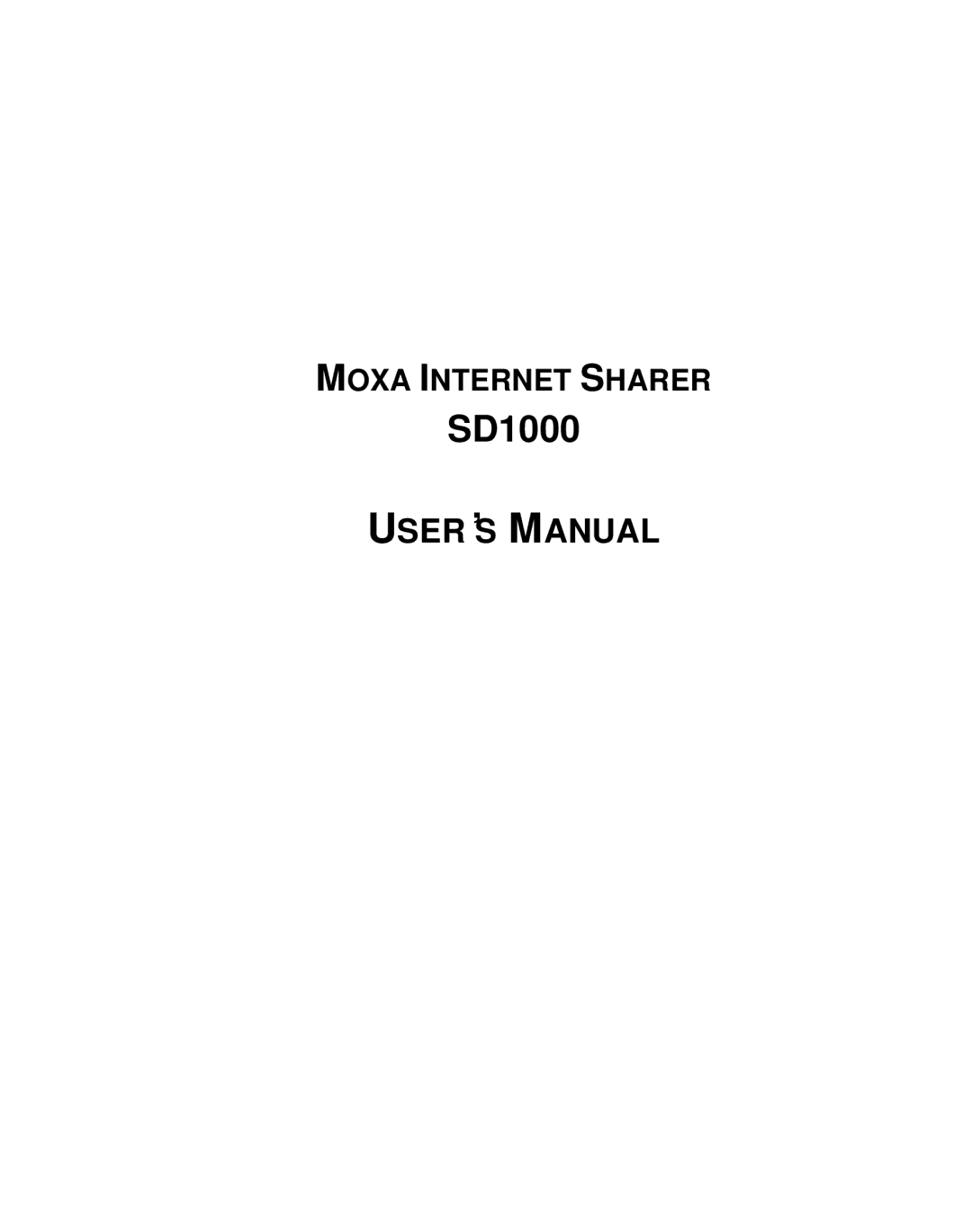 Moxa Technologies SD1000 user manual 