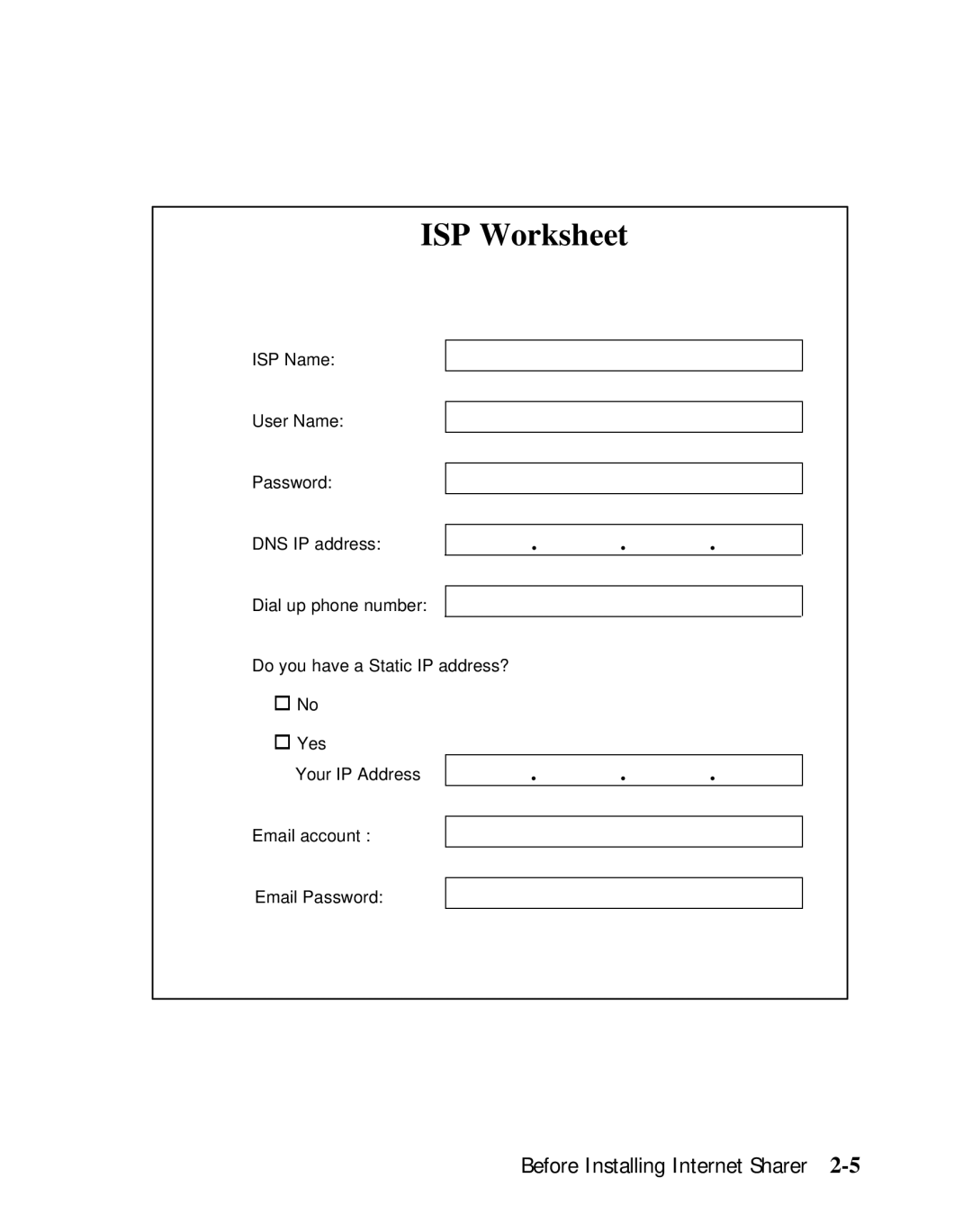 Moxa Technologies SD1000 user manual ISP Worksheet 