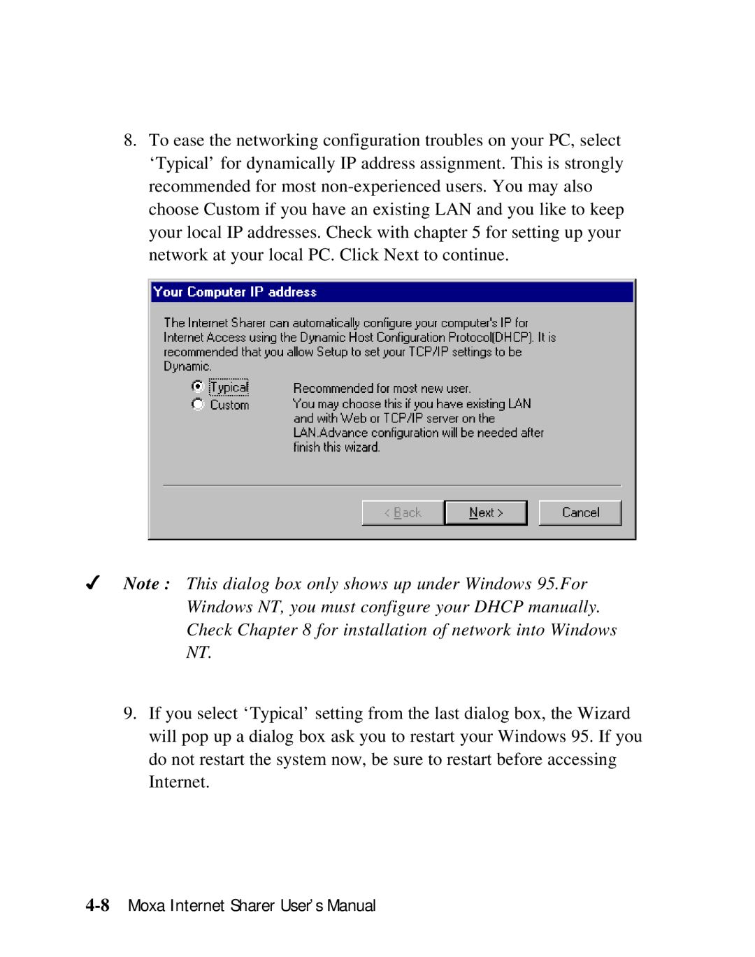 Moxa Technologies SD1000 user manual 8Moxa Internet Sharer User’s Manual 