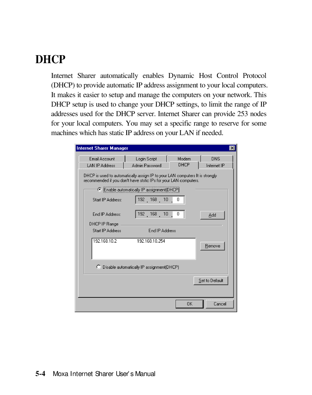 Moxa Technologies SD1000 user manual Dhcp 