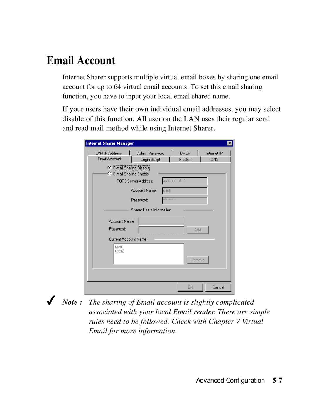 Moxa Technologies SD1000 user manual Email Account 