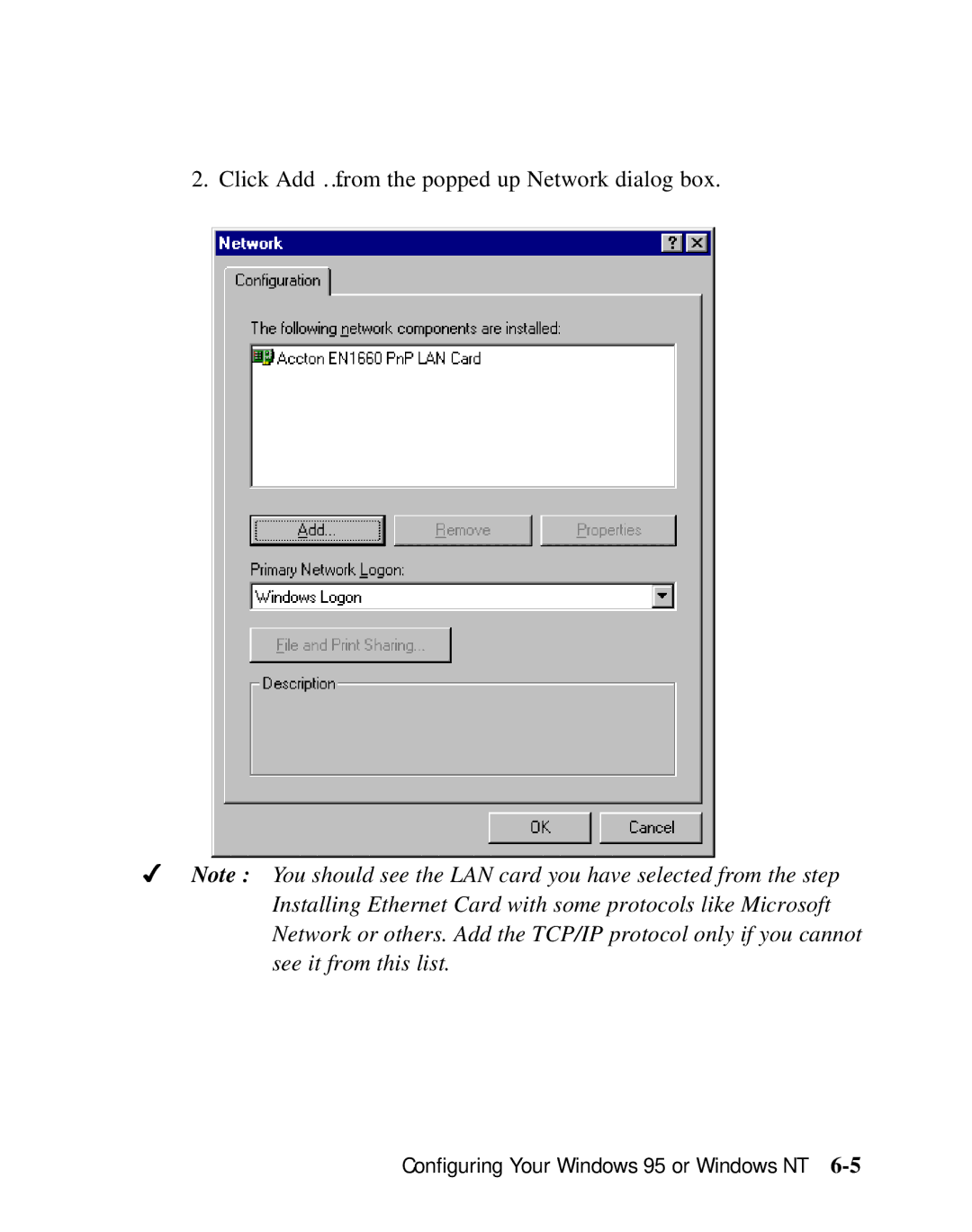 Moxa Technologies SD1000 user manual Click Add …from the popped up Network dialog box 