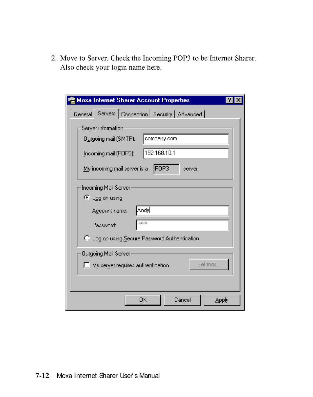 Moxa Technologies SD1000 user manual 12Moxa Internet Sharer User’s Manual 