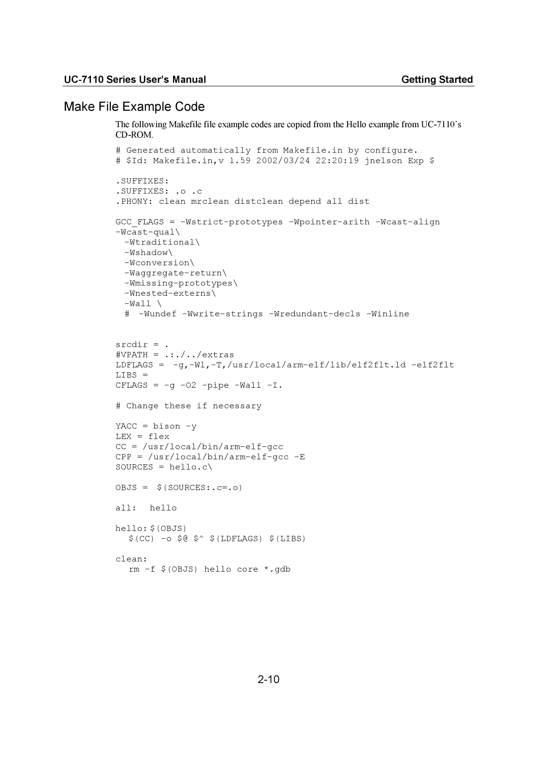 Moxa Technologies UC-7110 user manual Make File Example Code, Suffixes 