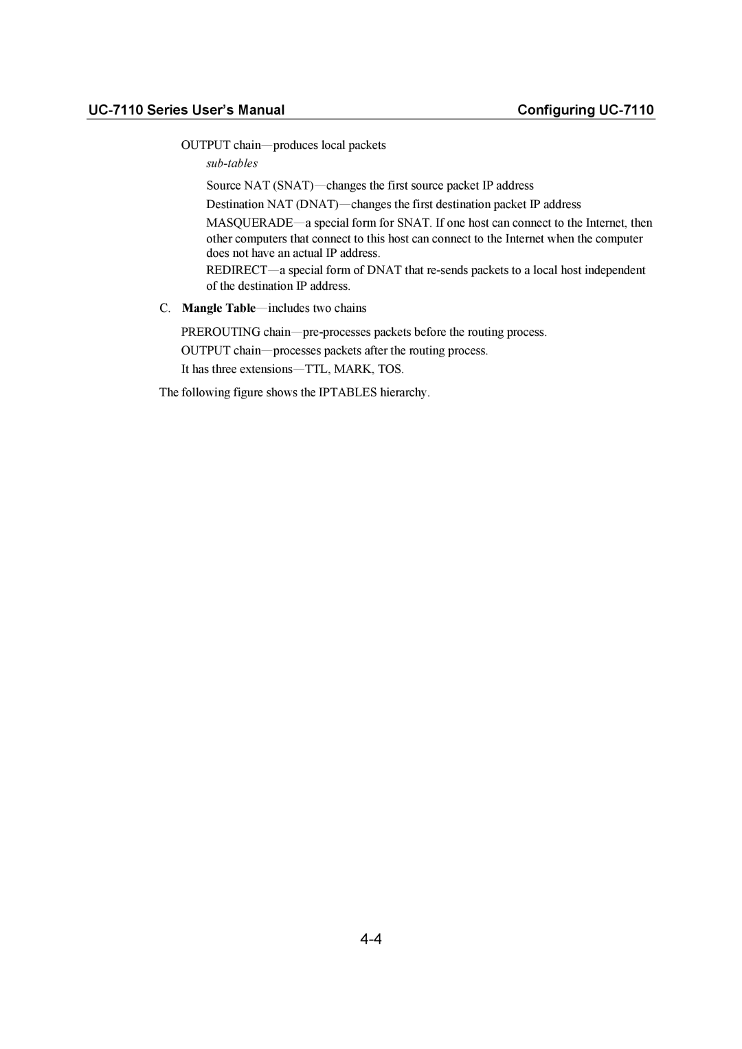 Moxa Technologies UC-7110 user manual Sub-tables 