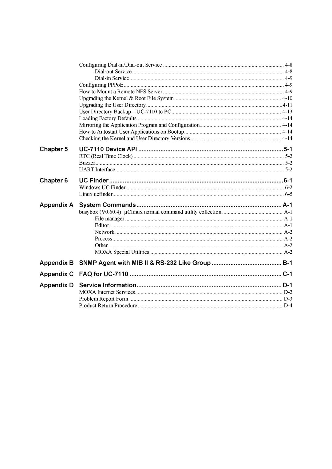 Moxa Technologies user manual Chapter UC-7110 Device API 