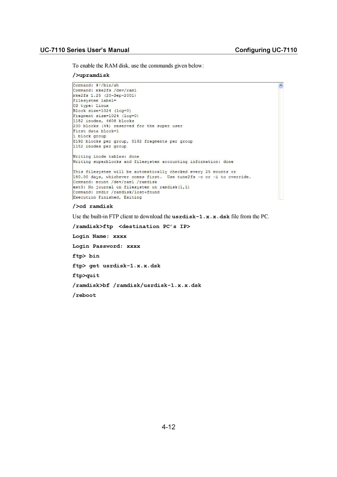 Moxa Technologies UC-7110 user manual Upramdisk Cd ramdisk 