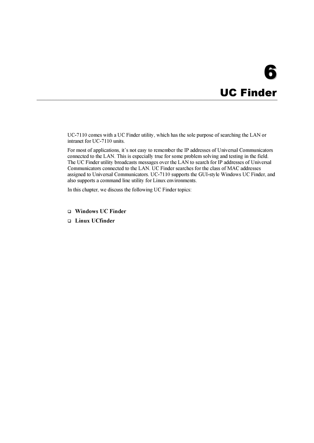 Moxa Technologies UC-7110 user manual UC Finder 